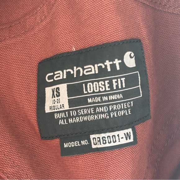 Carhartt NWT Women’s XS Rugged Flex Loose Fit Canvas Bib Overalls Maroon *NOTE - Picture 10 of 13
